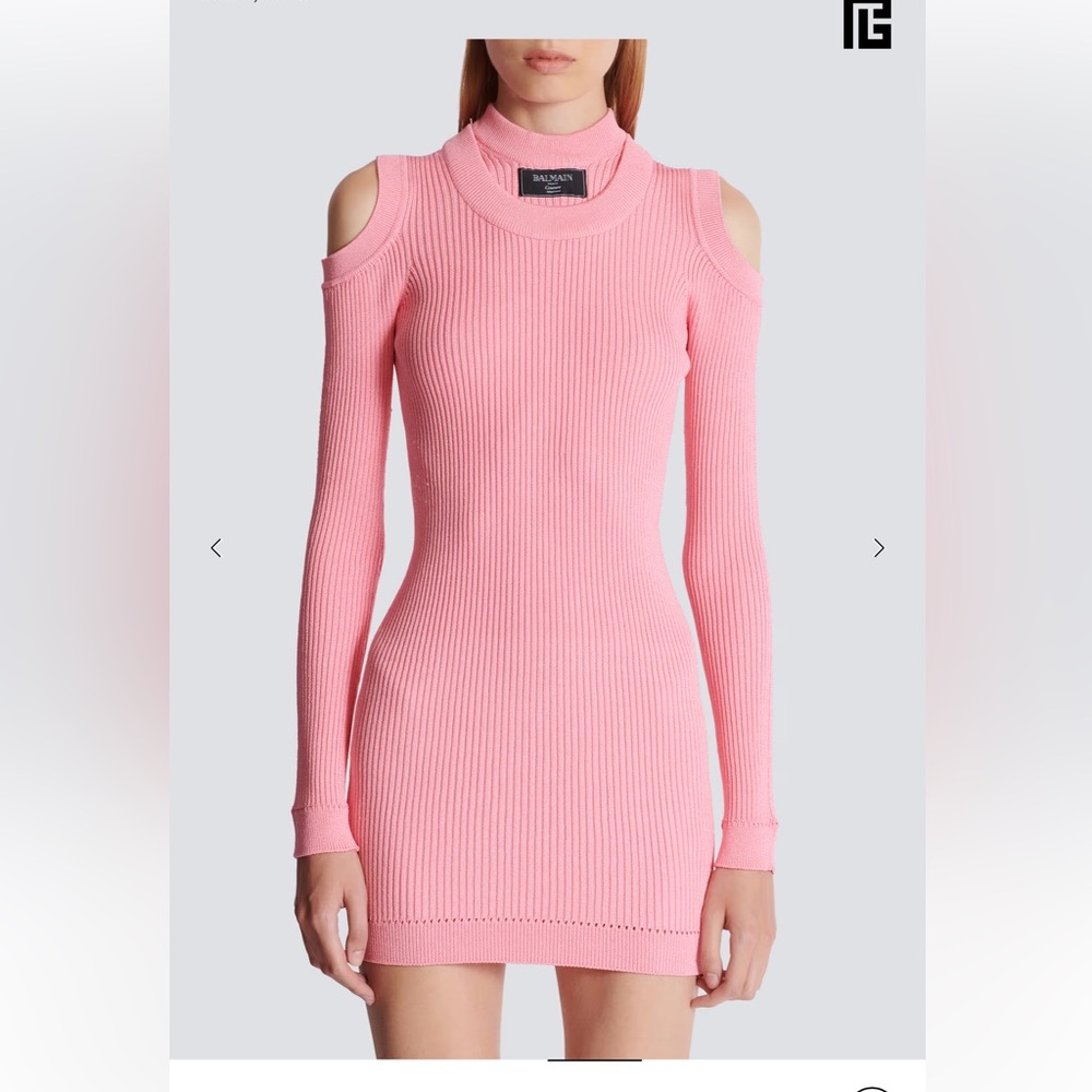 Balmain *NWT* Light Pink Couture Mini Sweater Dress- Size 36 (Small)